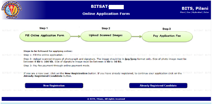 BITSAT Online application